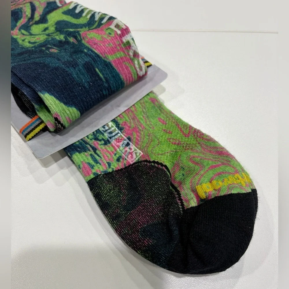 SmartWool Mens XL Zero Cushion Pow Print Ski Socks Blue Black NWT Over the Calf